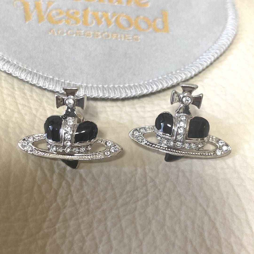 Diamante Heart Necklace Earrings Set Silver Black With Pouch