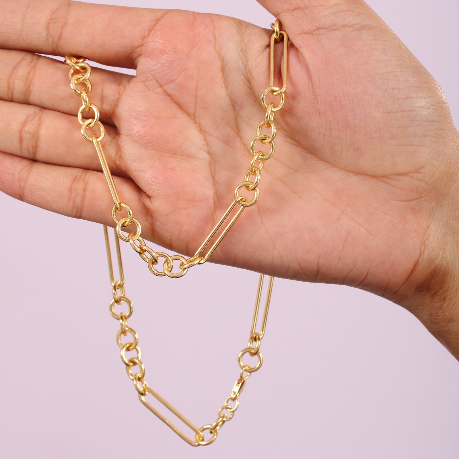 Paperclip Chain Necklace, Plain Layering Chain Necklace In 925 Sterling Silver