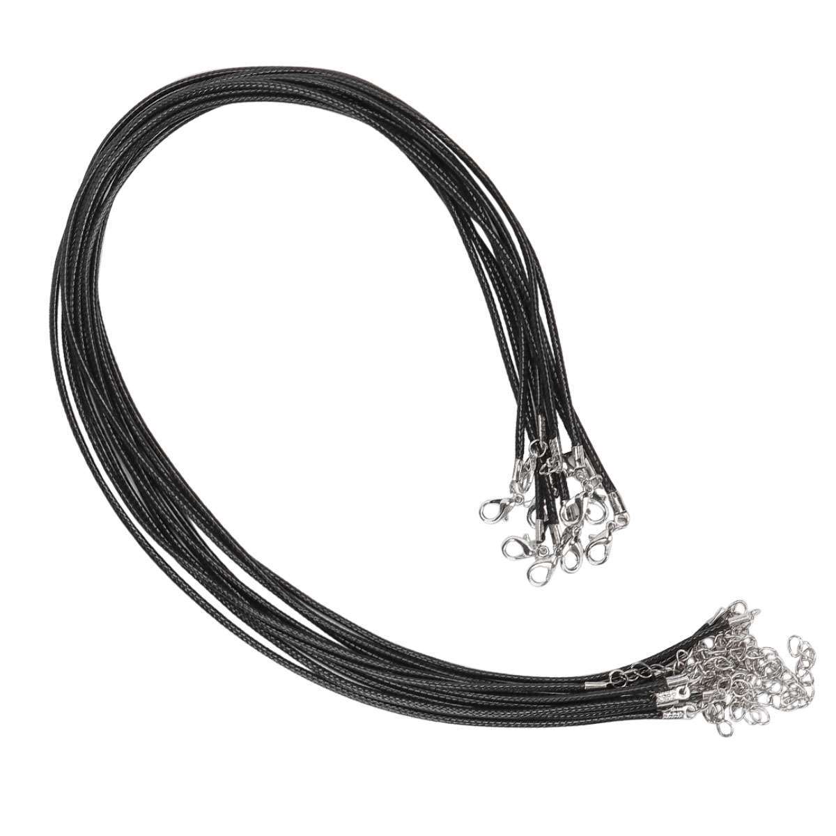 10-50PCS Black Waxed Necklace Cord for Jewelry Making Braided Leather Rope Chain
