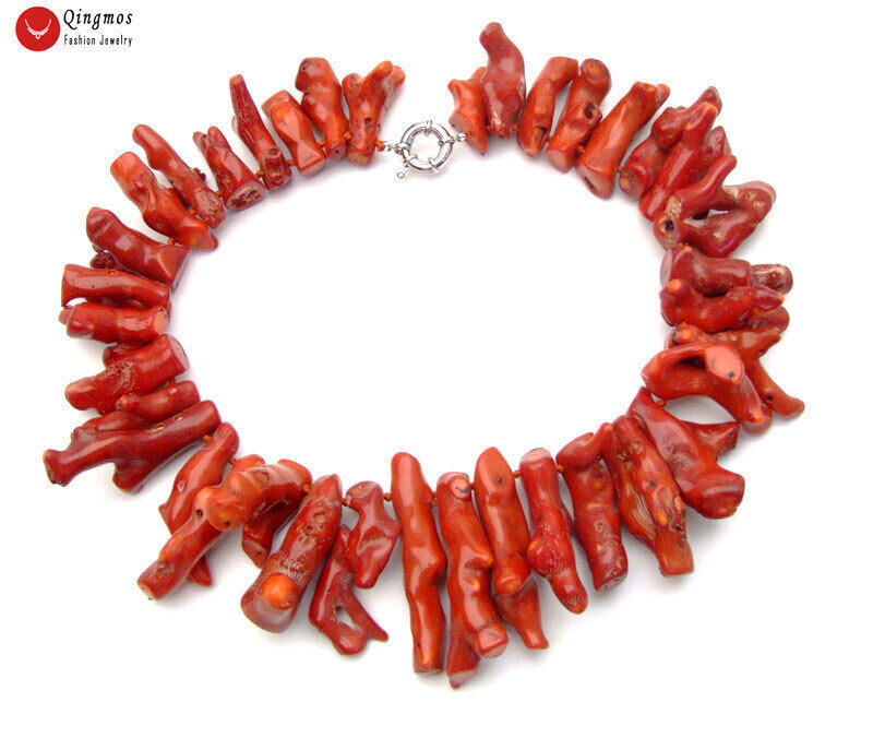 30-50mm Branch Natural Genuine Red Coral Necklace For Women Jewelry Chokers 18″