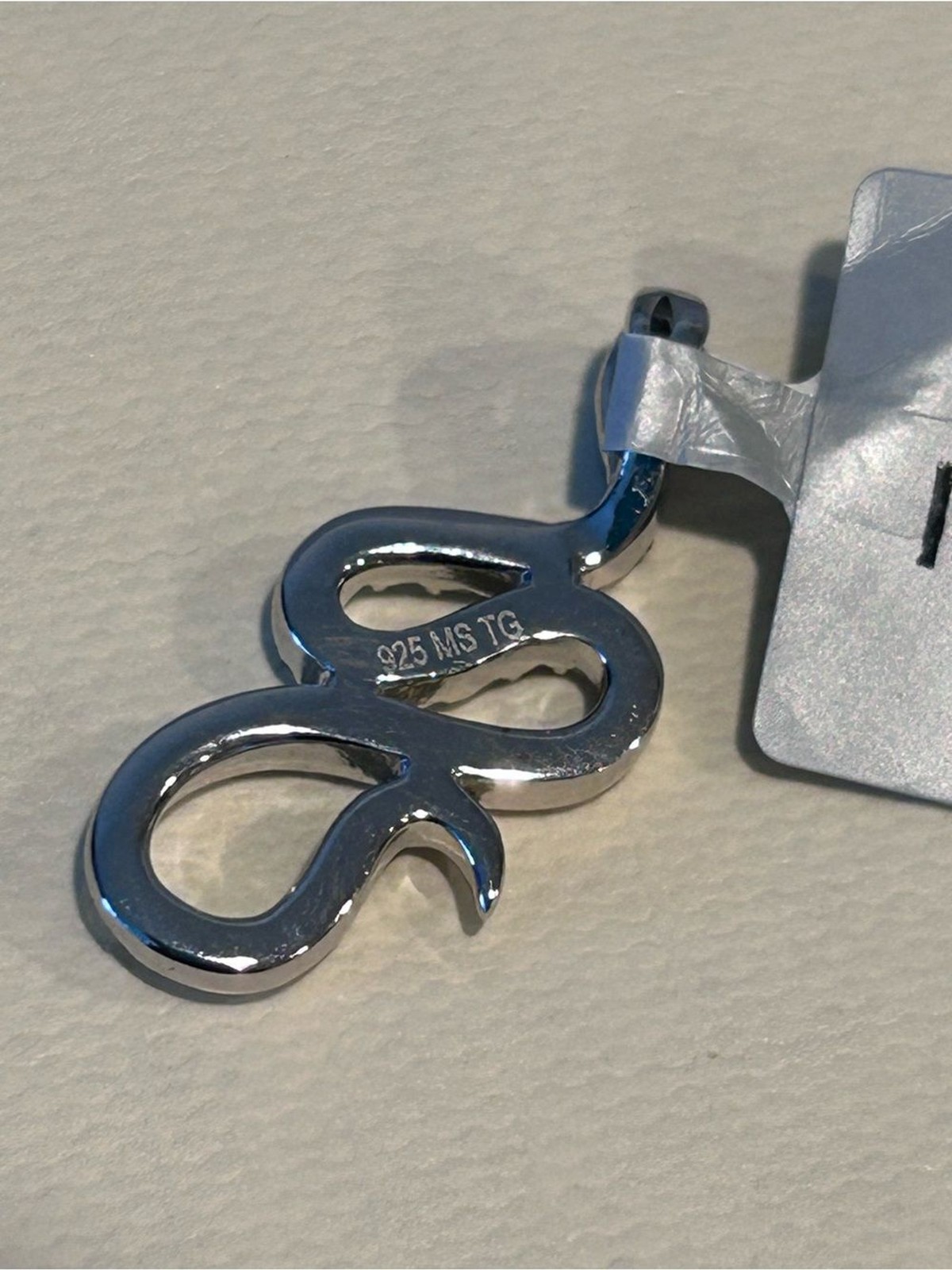 Sterling Silver Snake Pendant with Moissanite