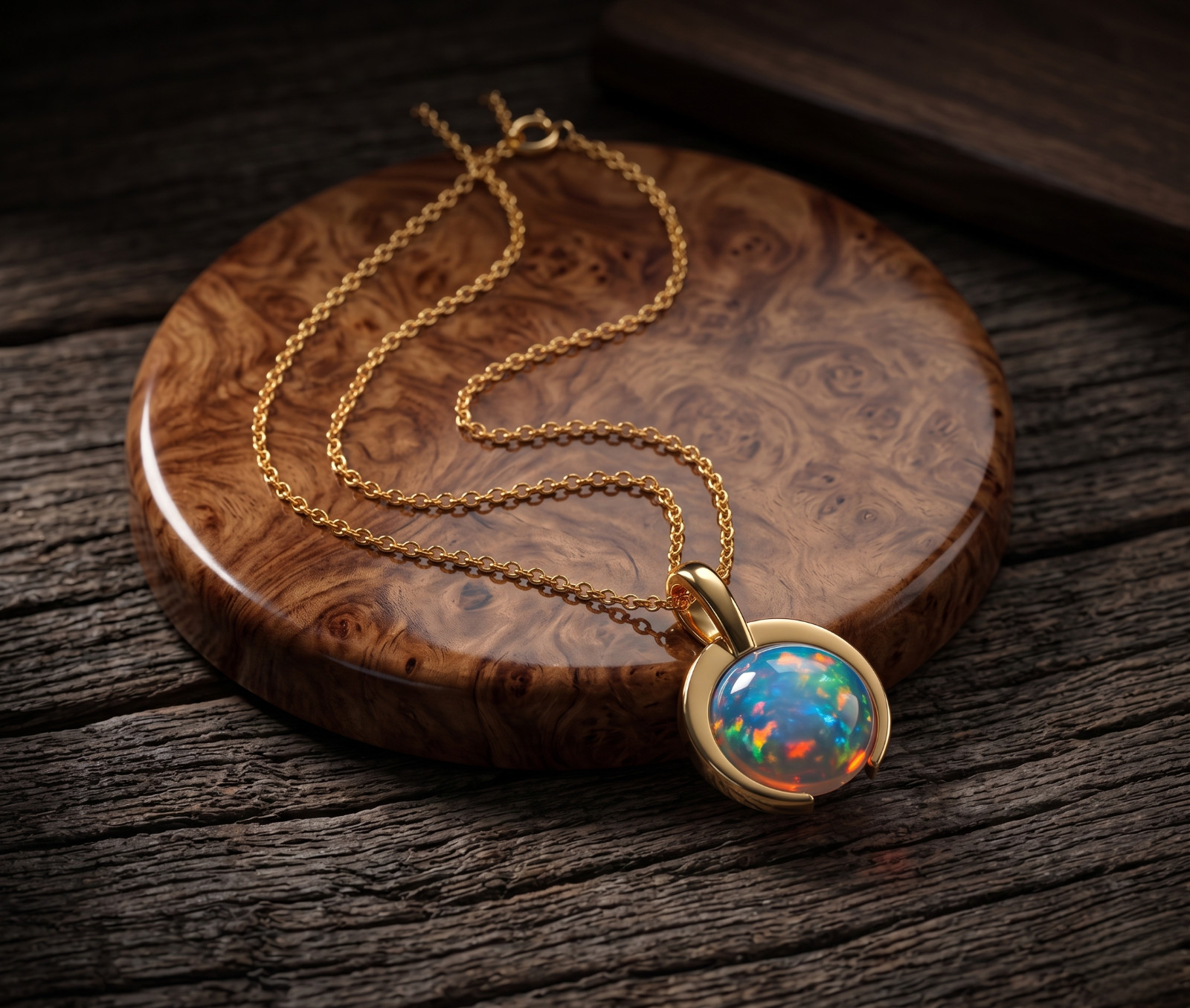 Ethiopian Opal Pendant 18k Gold Filled Fire Opal Womens Handmade Pendant Gift