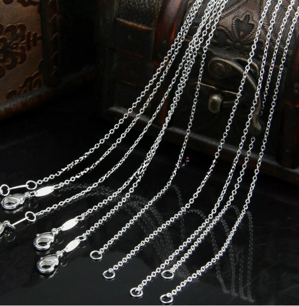 100Pcs Snake/Rolo Chain Necklace 1/2mm Silver Plated 16 18 20 22 24″ Bulk Lots