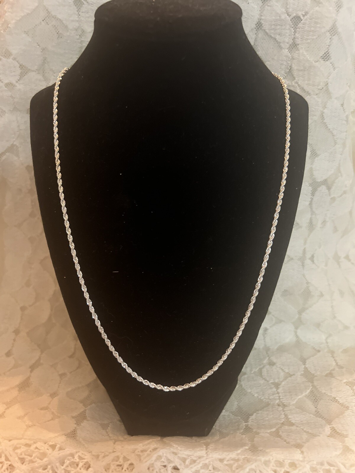 NEW 24 INCH STERLING SILVER PLATED 2 MM ROPE CHAIN NECKLACE NEW