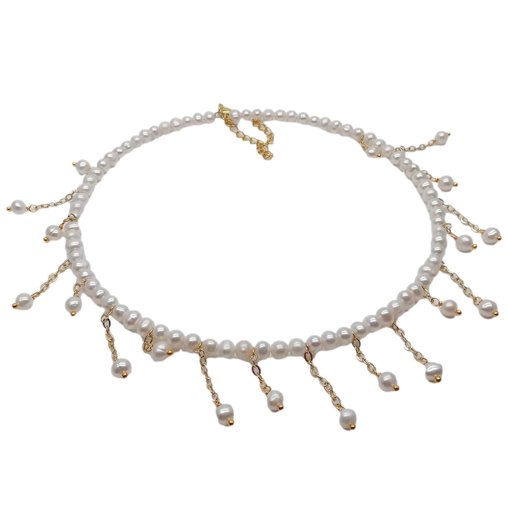 Freshwater Cultured White Pearl Choker Necklace 17″