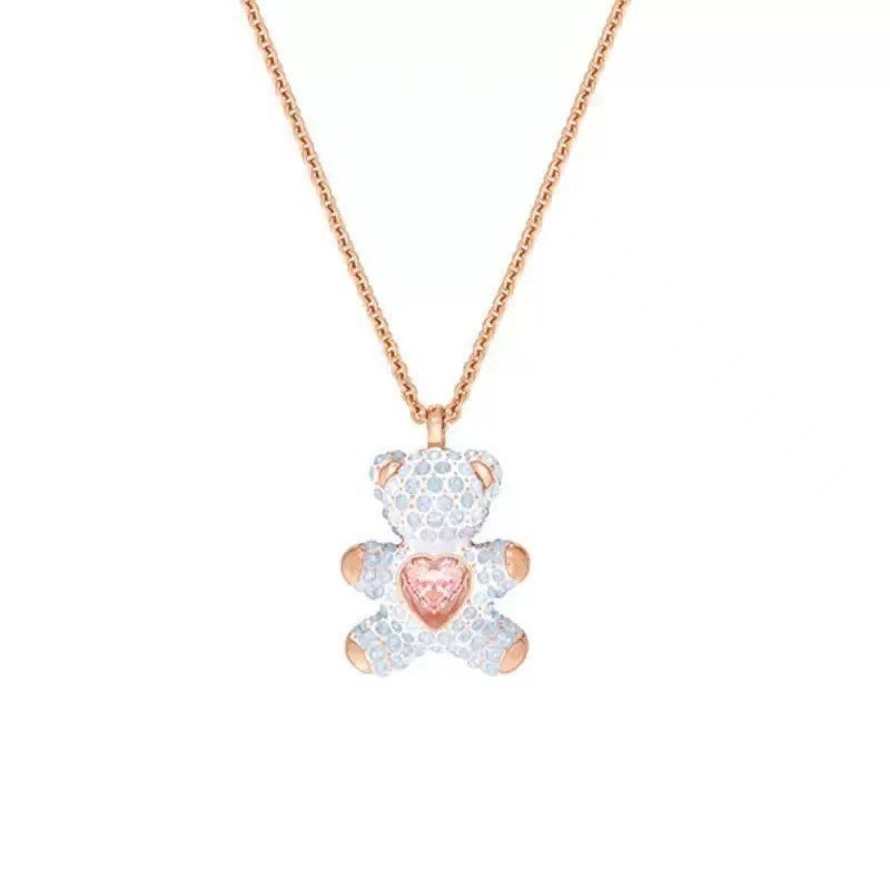 Luxury Teddy Bear Dancing Stone Necklace – Elegant Swarovski Element Bracelet