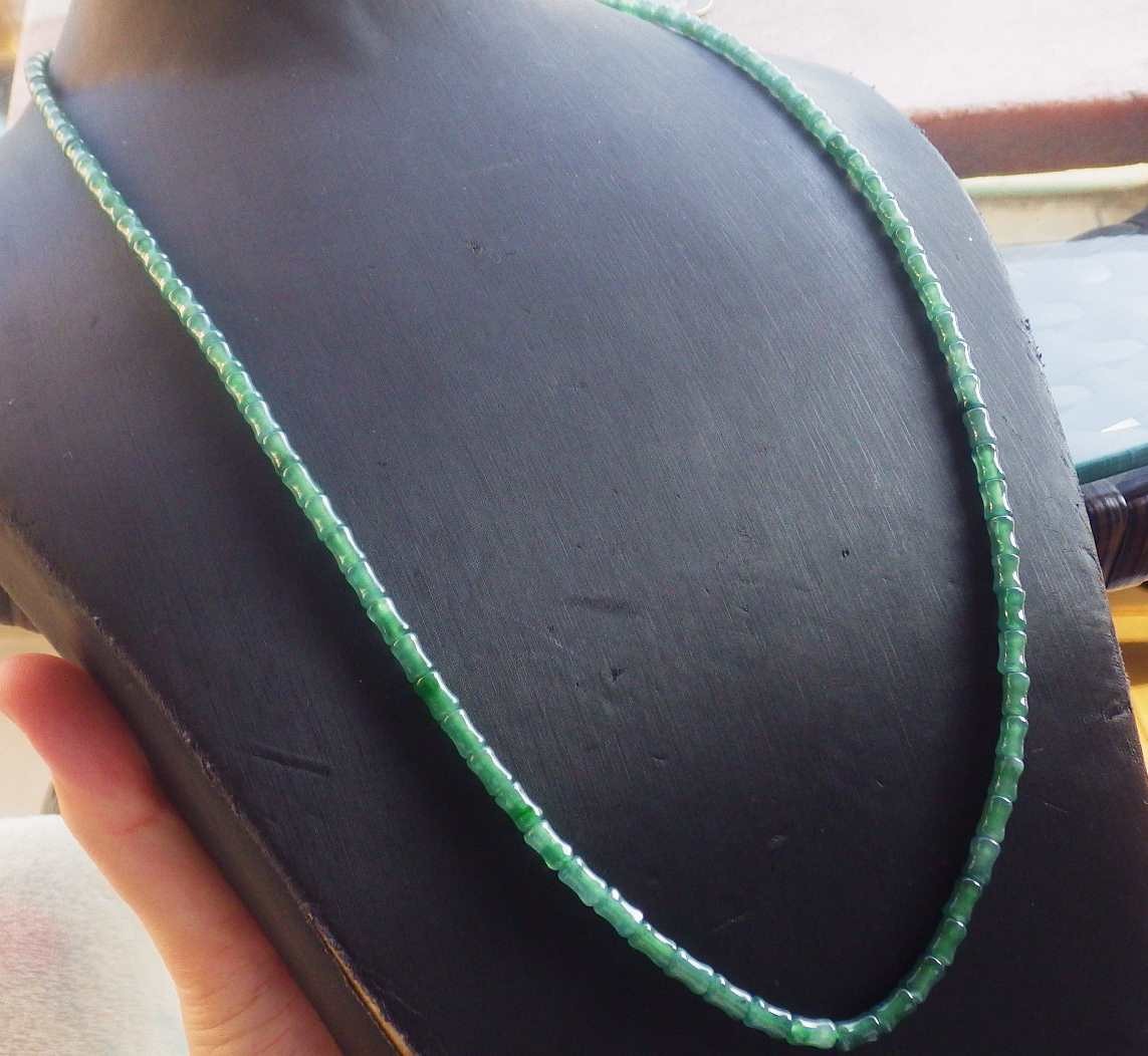 1 Pcs Video Certified Natural A Jade Jadeite Bamboo Bead Necklace 项链 122924