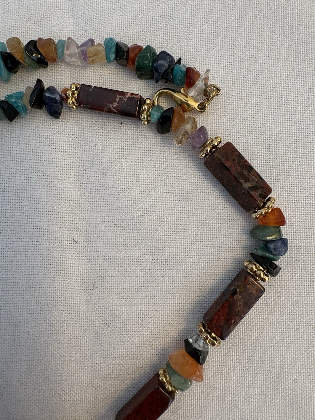 Vintage Earth Tone Variety Of Stones Beaded Necklace Choker Excellent