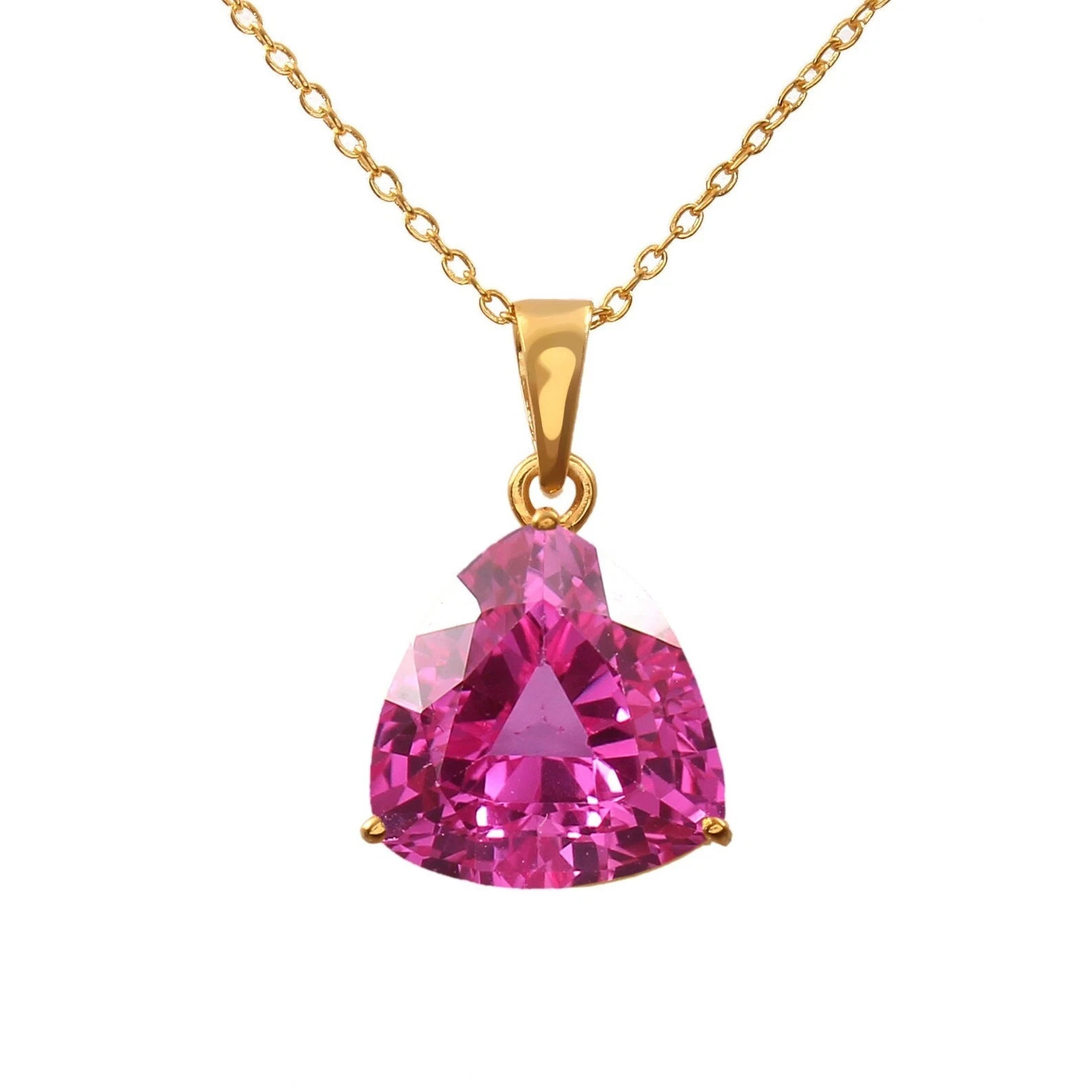 13×13 MM – AAA Flawless Ceylon Pink Sapphire Trilliant Pendant, 925 Silver