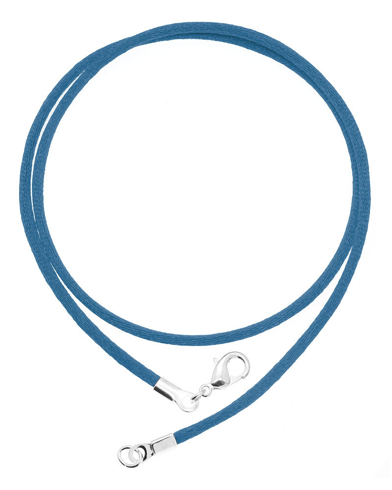 Royal Blue Satin Silk Cord Necklace Silver/Gold Clasp 16″ to 30″ Hand Made USA