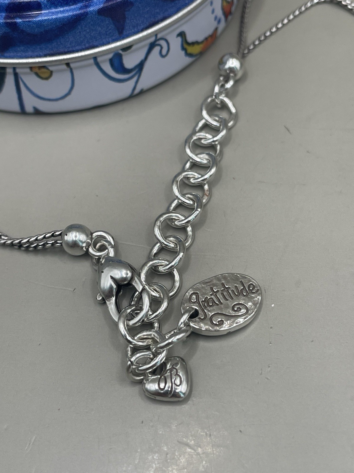Brighton LOVE & PEACE Silver Plated Heart Pearl Peace Signs Pendant Necklace