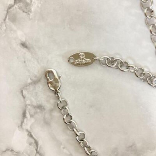 【In Box/Drawstring】Vivienne Westwood Medium Orb Necklace Red Silver Top 6.5cm