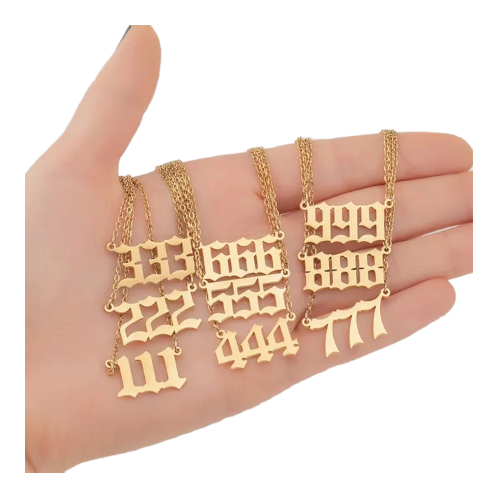 Stainless Steel Angel Numbers 111 222 333 444 555 666 777 888 999 Necklaces