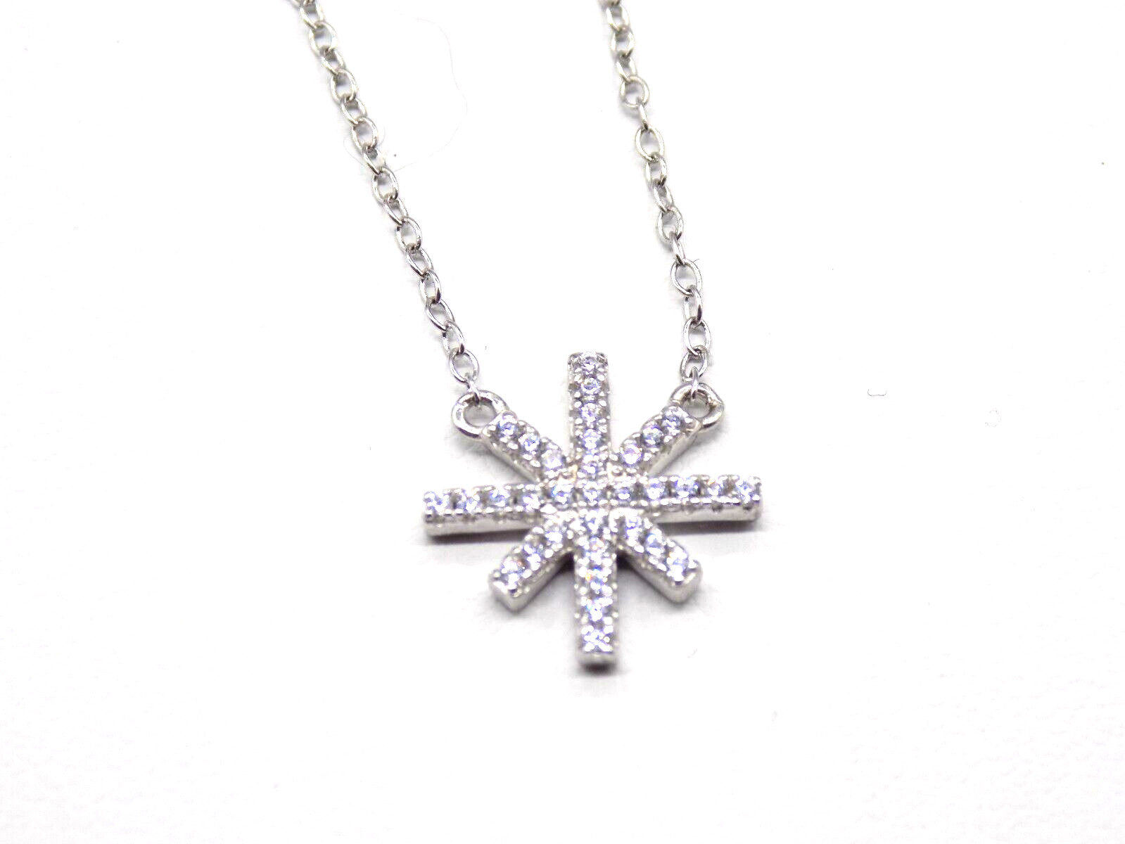 Bloomingdales AQUA 925 Sterling Silver Pendant Necklace White Colorless CZ 17″