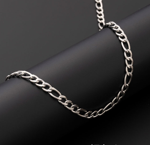 Stainless Steel Figaro Chain 16″- 30″ Necklace Men Chain 3/4/5/7/9/10/12mm