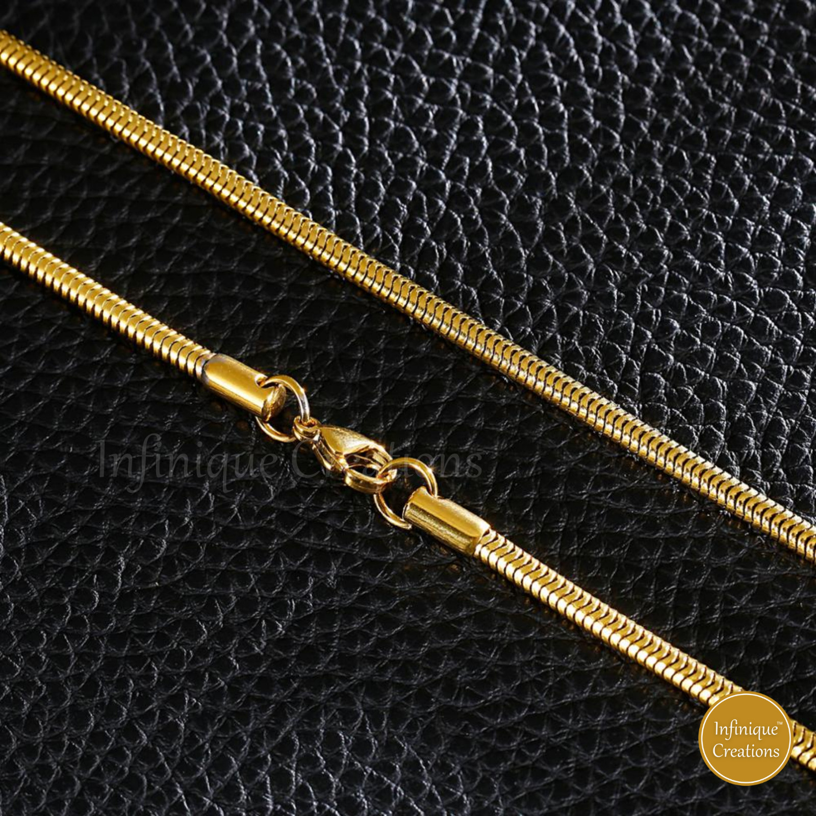 Stainless Steel Round Snake Chain 18K Gold Plated 16-30″ Men Women Necklace