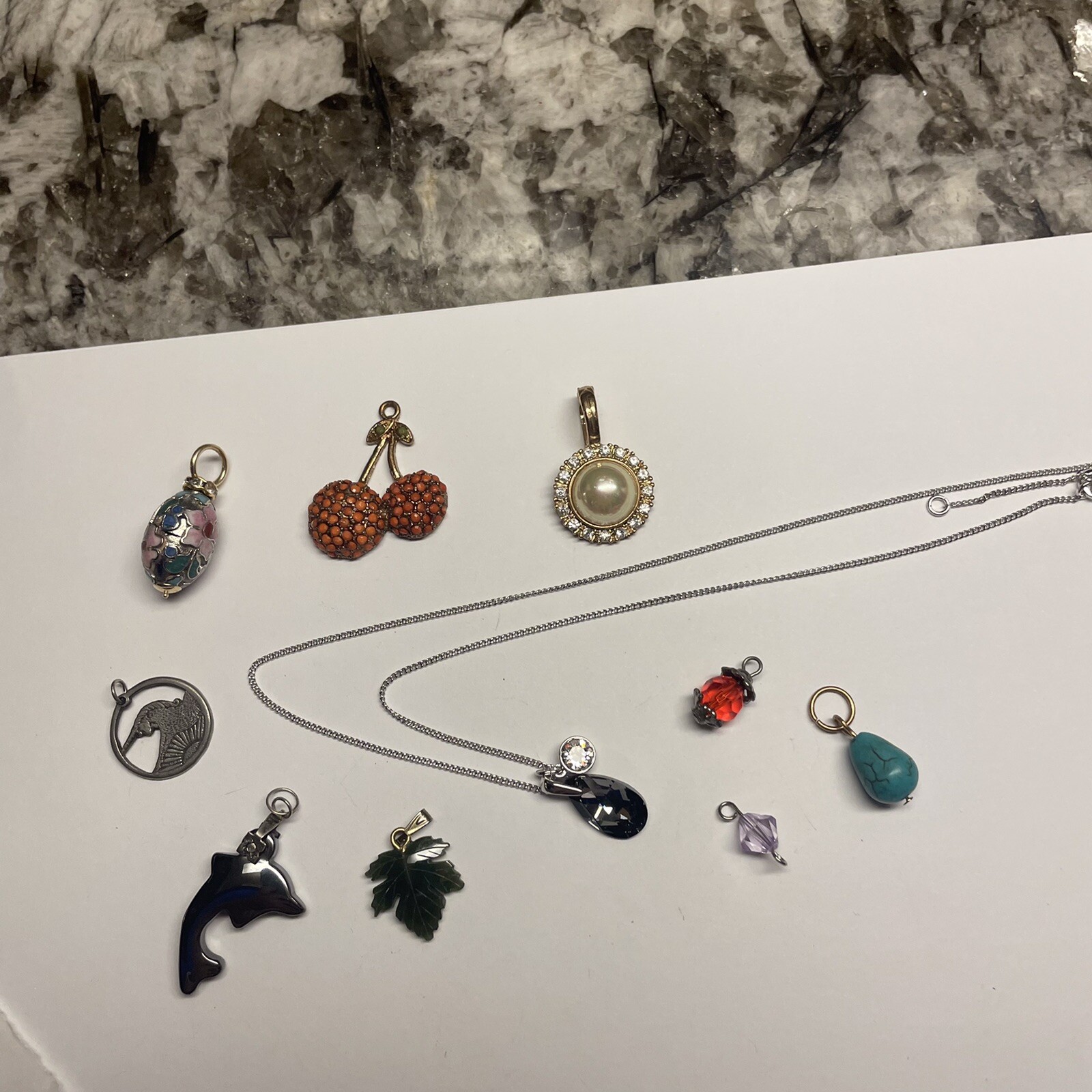 Lot Of 10 Vintage – Modern Jewelry Pendant Charms 1 Signed ROMAN