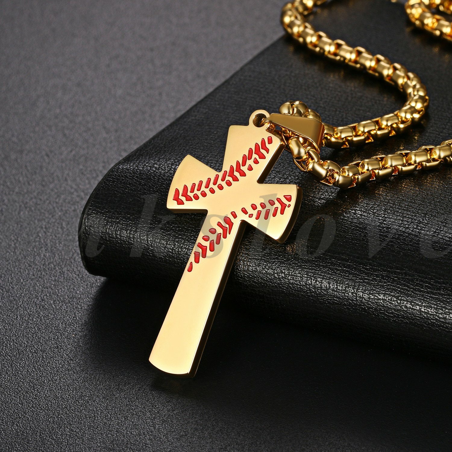 Mens Boys Stainless Steel Baseball Cross Pendant Necklace Bible Verse on Back