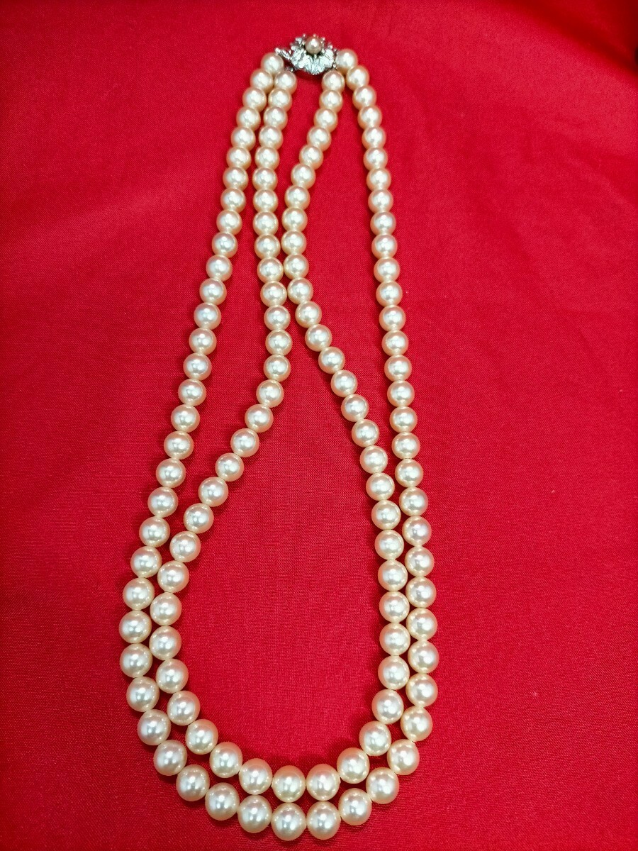 Akoya Genuine Pearl Necklace Pink 6.9mm-7.2mm Silver Fittings 46cm From Japan