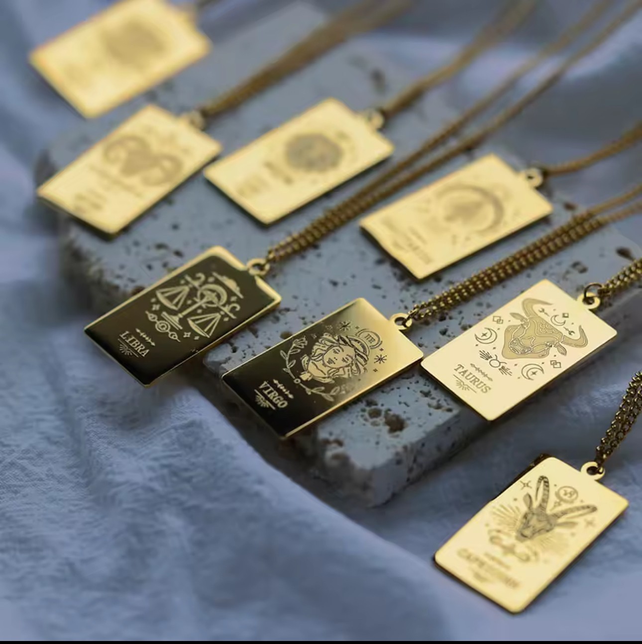 Horoscope 12 Zodiac Signs Necklace Pendant in Gold or Silver Astrological Gift