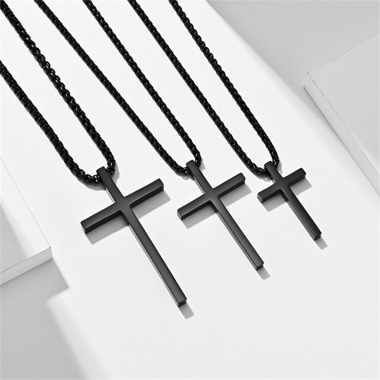 Classic Faith Cross Pendant Necklace in Stainless Steel