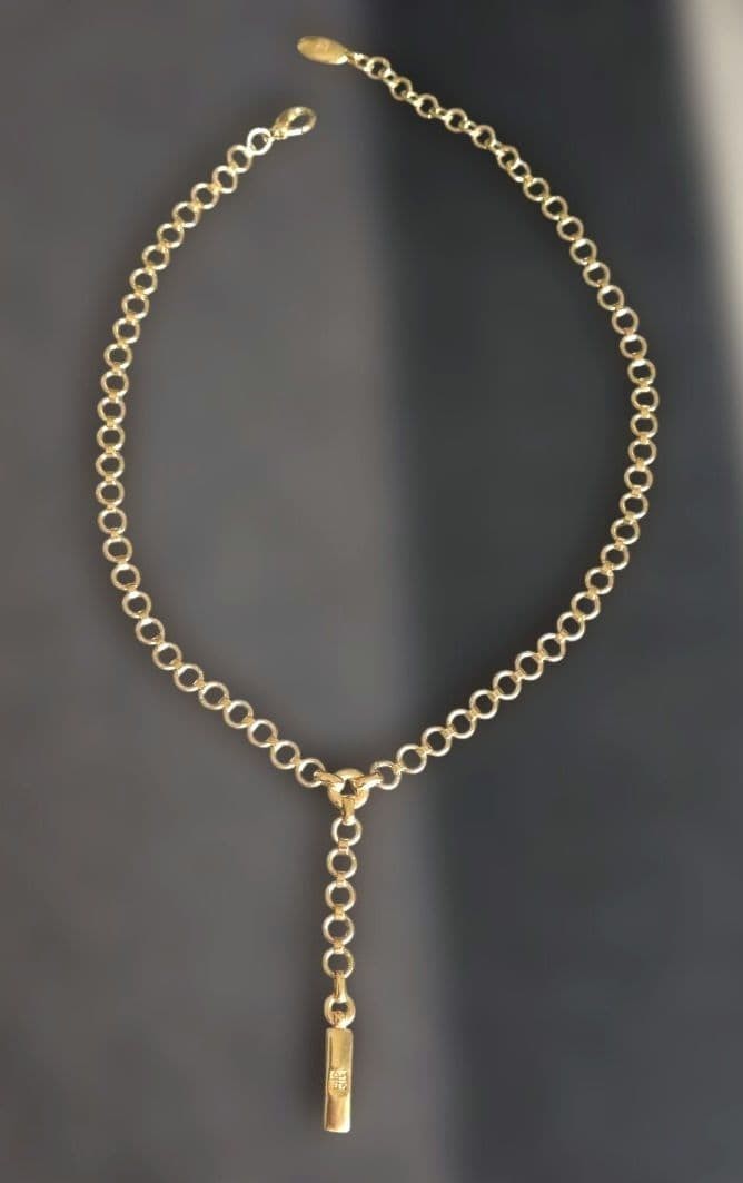 GIVENCHY Vintage 4G Y Chain Necklace Gold Tone Logo Pendant 46cm Statement