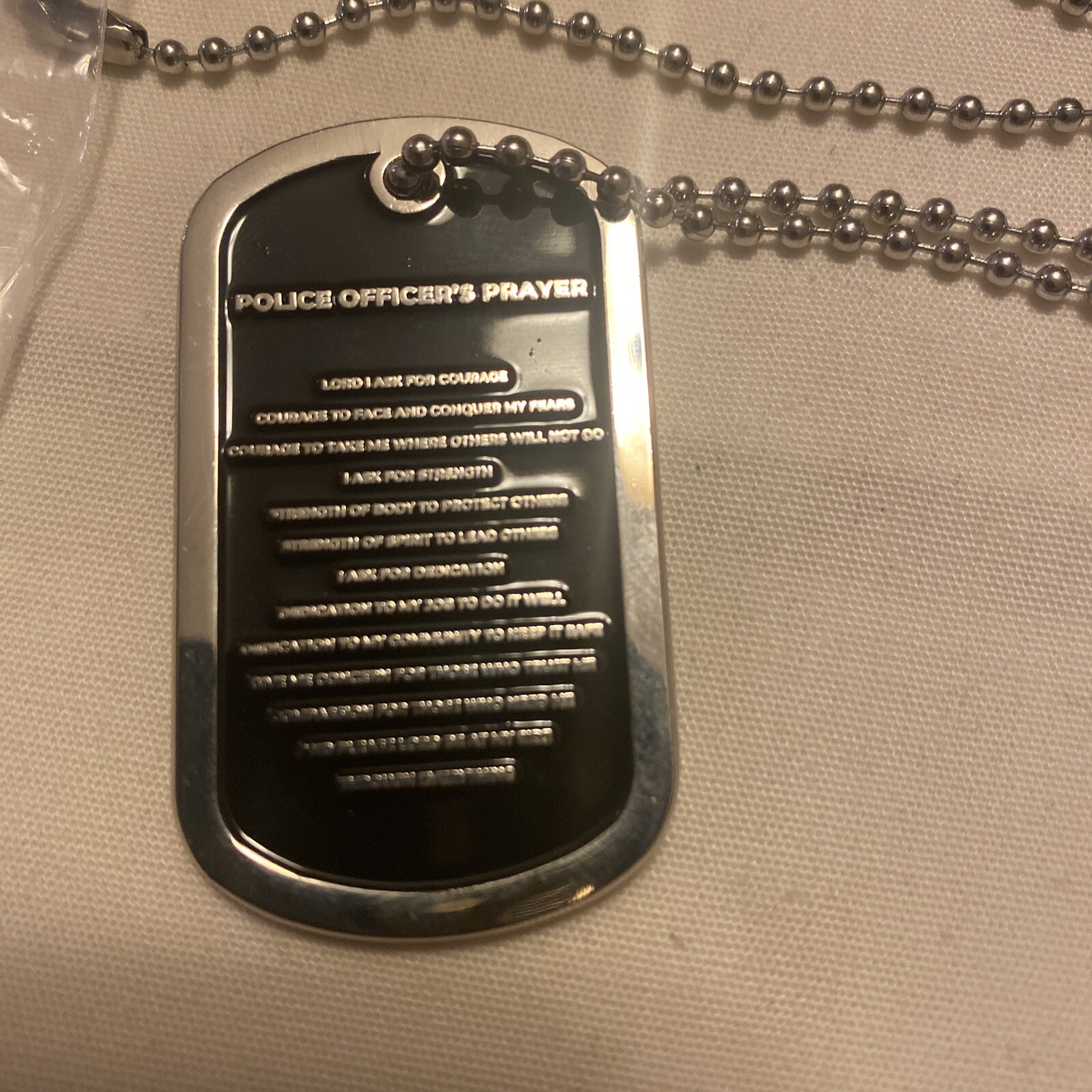 The Thin Blue Line Dog Tags & Neck Chain Police Officer’s Prayer Lot Of 10 Tags