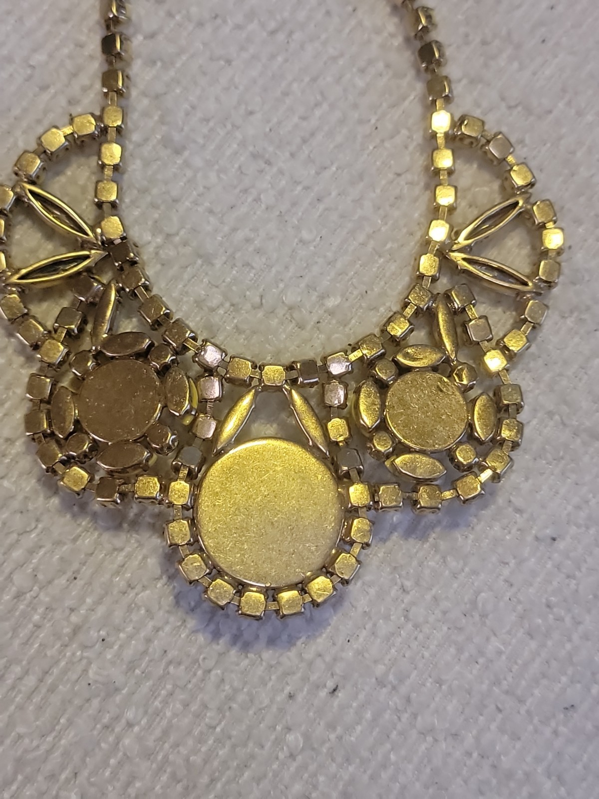 J. Crew Necklace Yellow Bib Statement Rhinestones, Pearls Costume Jewelry
