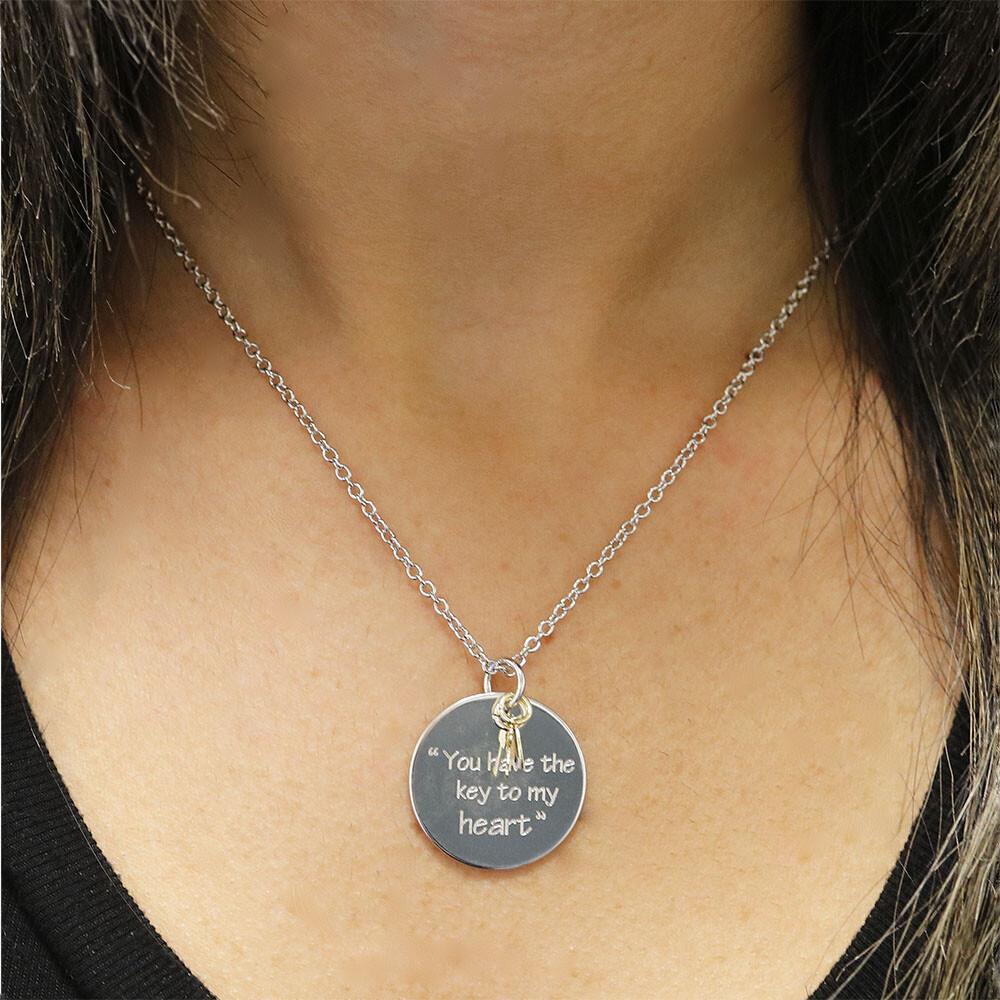 925 Sterling Silver ” You Have The Key To My Heart ” Pendant Necklace 18″ – Gift