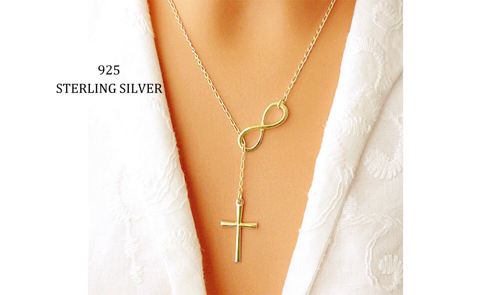 Women’s Fashion Jewelry 925 Sterling Silver Plated Infinity Cross Necklace 4-3