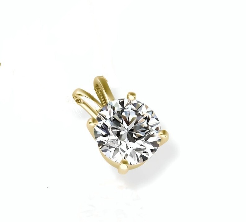 VVS1 Quality White Moissanite Pendant, Eye Clean GRA Certified Moissanite Round