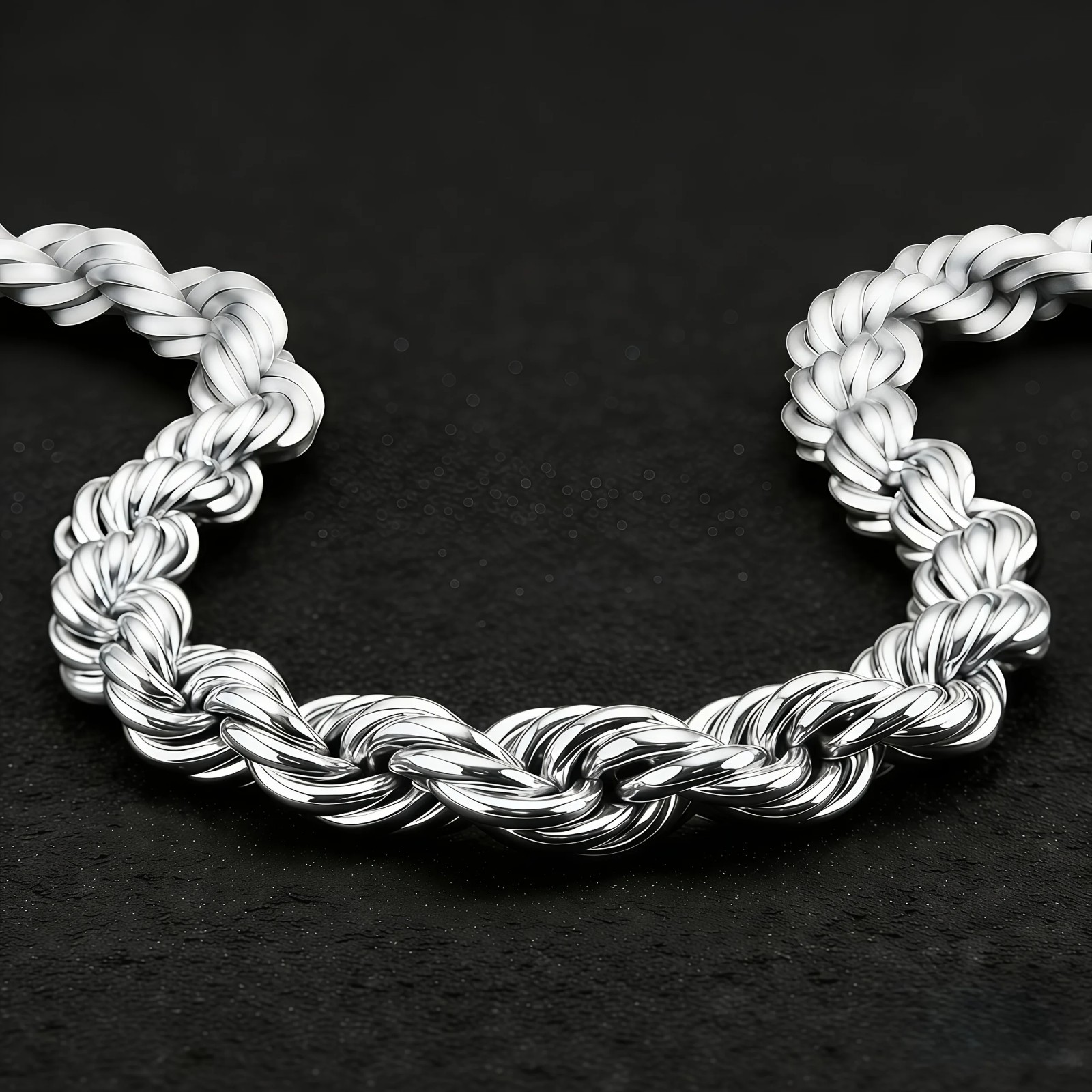 12mm Sparkling Twisted Rope Necklace Silver Plated Unisex Chain Casual Gift