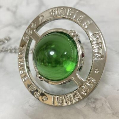 【In Box/Drawstring】Medium Orb Necklace Green Silver Top 6.5cm
