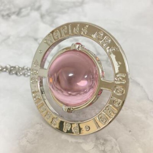 【In Box/Drawstring】Vivienne Westwood Medium Orb Necklace Pink Silver Top 6.5cm