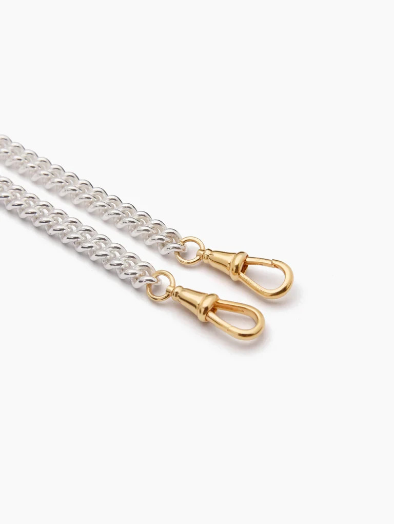 Two Tone Curb Link Chain Necklace Brass Metal Heart Necklace for gift