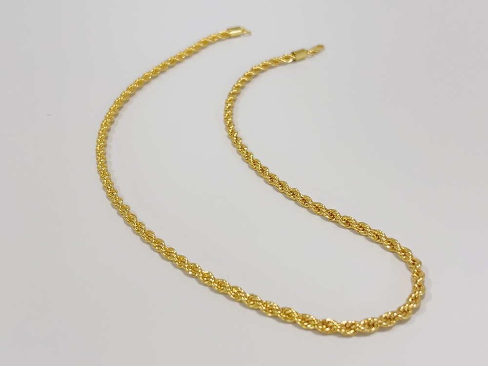 REAL 18K Yellow Gold Twisted Singapore Sparkle Chain Necklace 5mm 60cm
