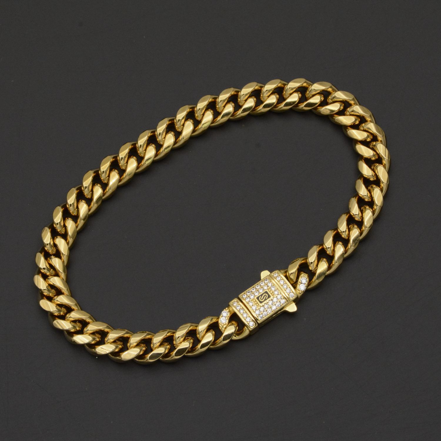 6-14MM Stainless Steel Gold Plated Miami Hip Hop Cuban Chain Or Bracelet F
