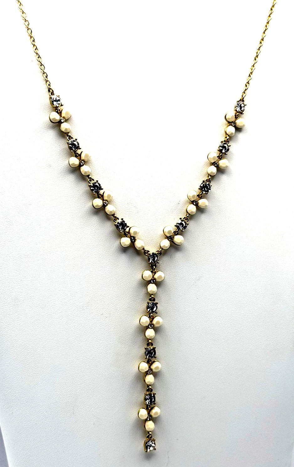 NWT J. Crew 25″ Crystal Clover Y Drop Necklace