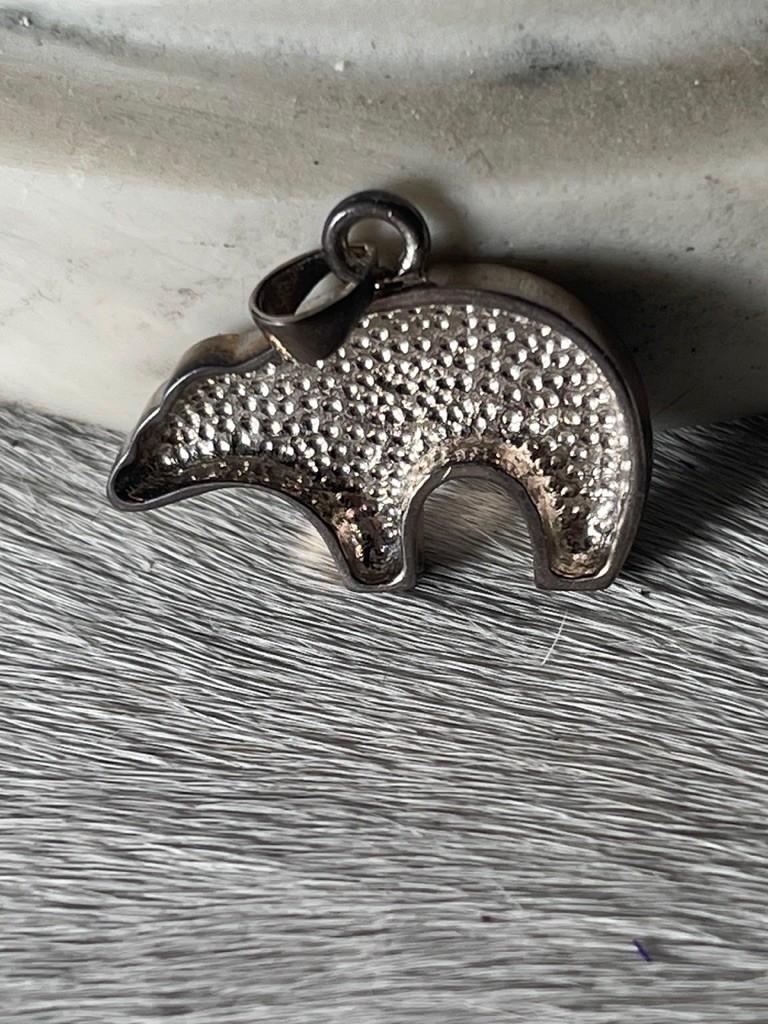 Silver Unisex Bear Pendant 1 x .75 in Silver Small Bail for Chain Polar Grizzly