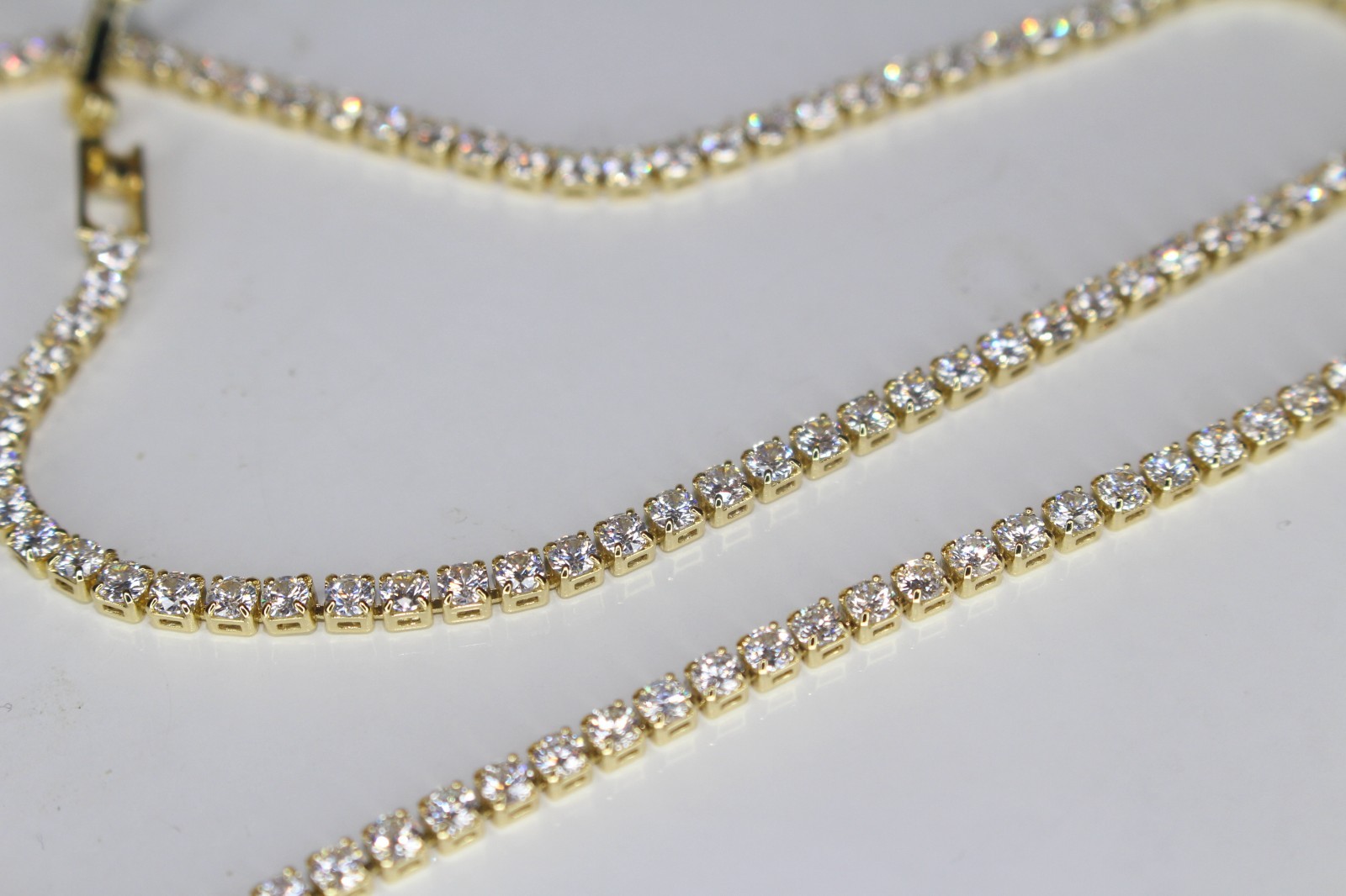 2mm Gold Tennis Chain Necklace 10ctw Lab Sim VVS1 Diamonds Heavy 12g+