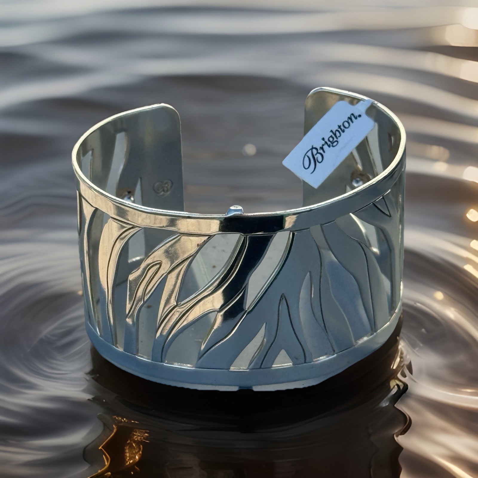 Brighton Bracelet Christo Johannesburg Wide Cuff With Leather Insert NWT