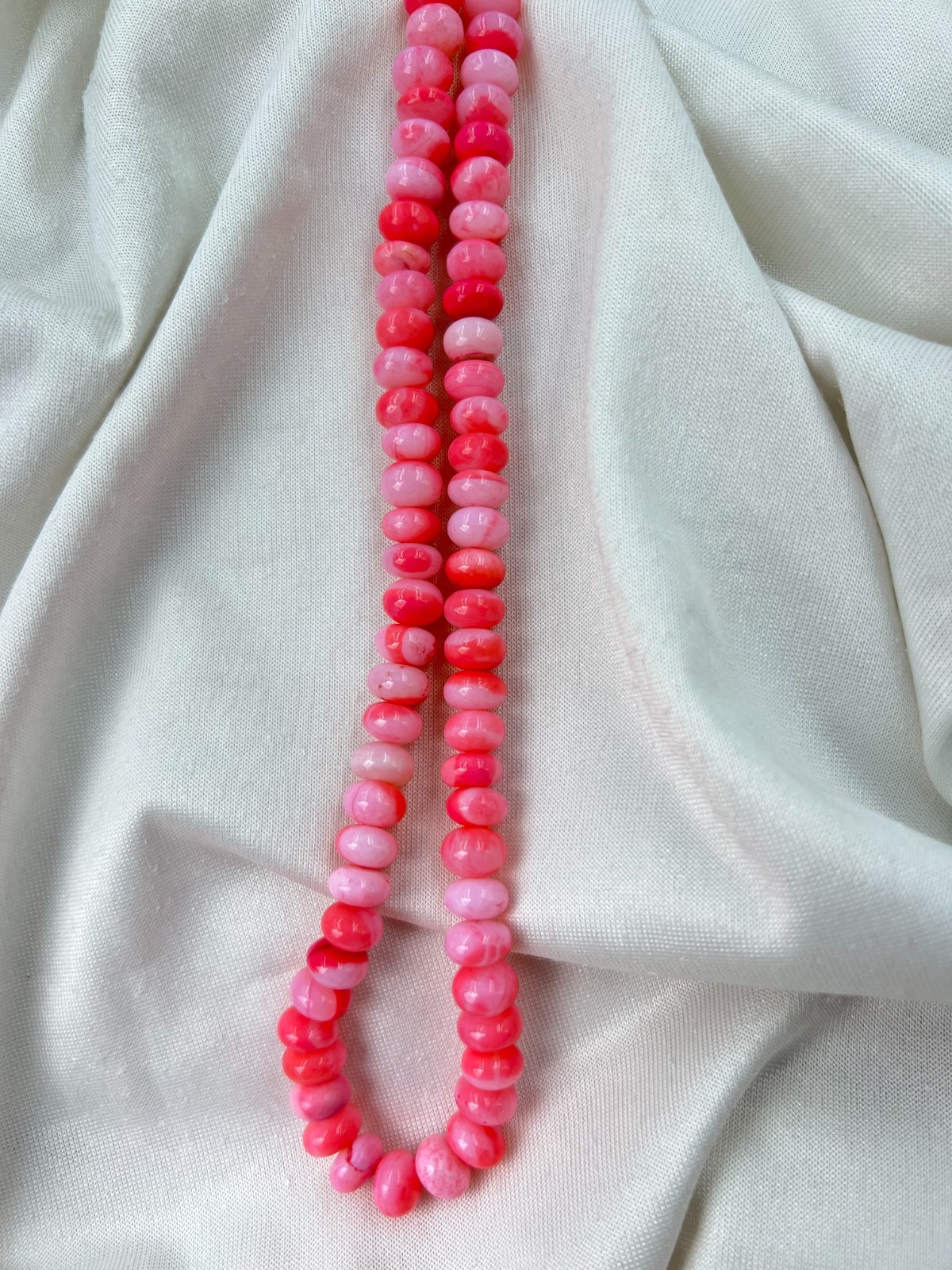 Natural Pink Opal Rondelle Beads Multi Shade Gemstone Strand 16” Necklace