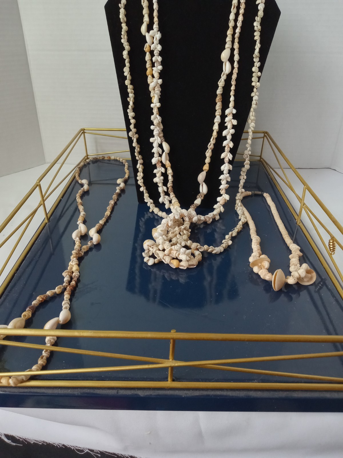 5-piece Lot Shell Necklaces Featuring Cowrie Shell and Puka Shells