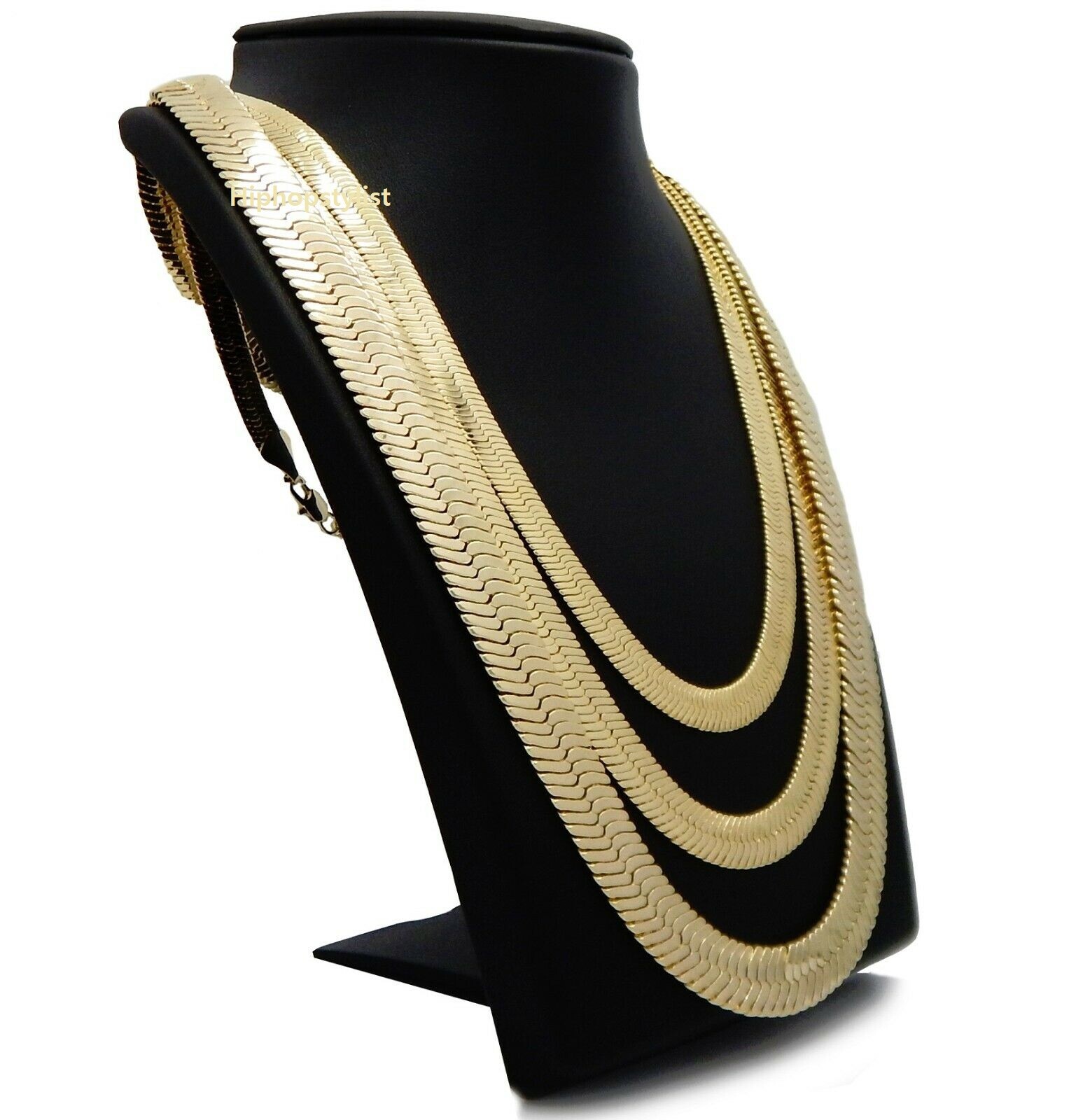 Herringbone Chain 14K Gold Plated 9mm 11mm 14mm 8″ 18″ 20″ 24″ 30″ Necklace