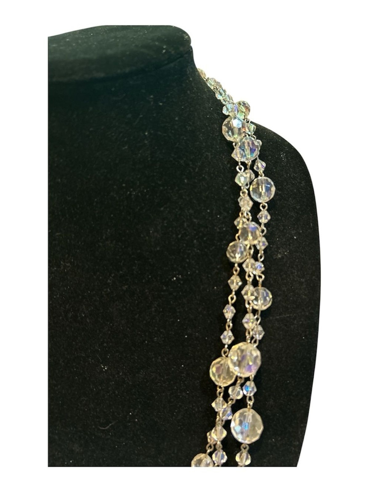 NWOT Clear Iridescent Beaded Multi-strand Women’s Necklace