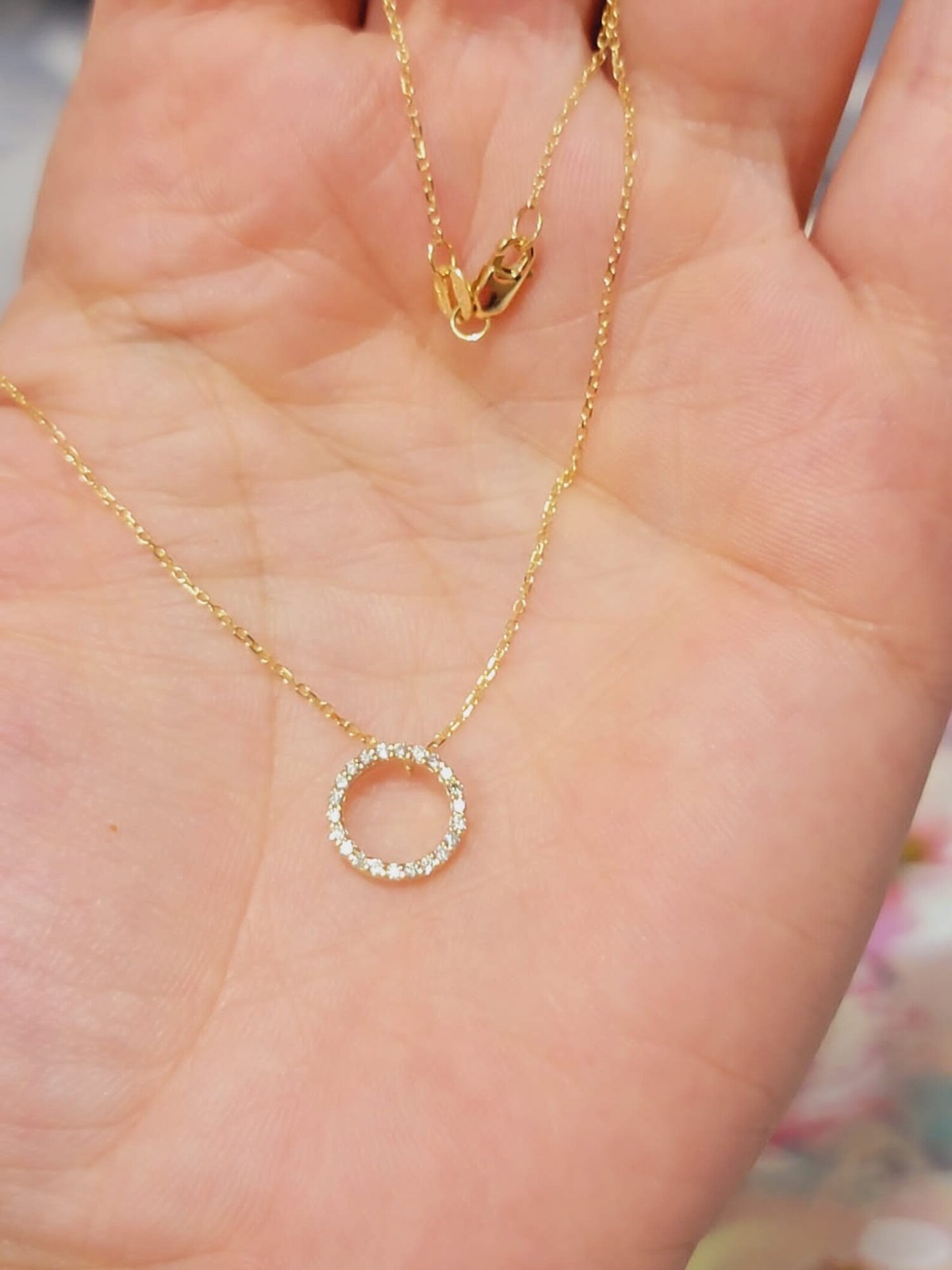 Lab Grown 0.10 Ct Round EF VS Diamond Circle Shape Necklace in 14K Solid Gold