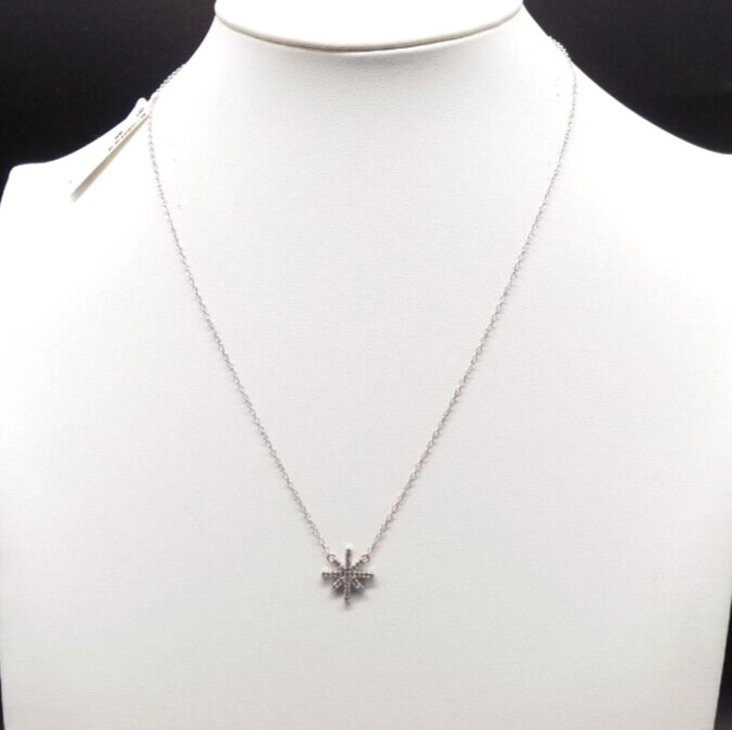 Bloomingdales AQUA 925 Sterling Silver Pendant Necklace White Colorless CZ 17″
