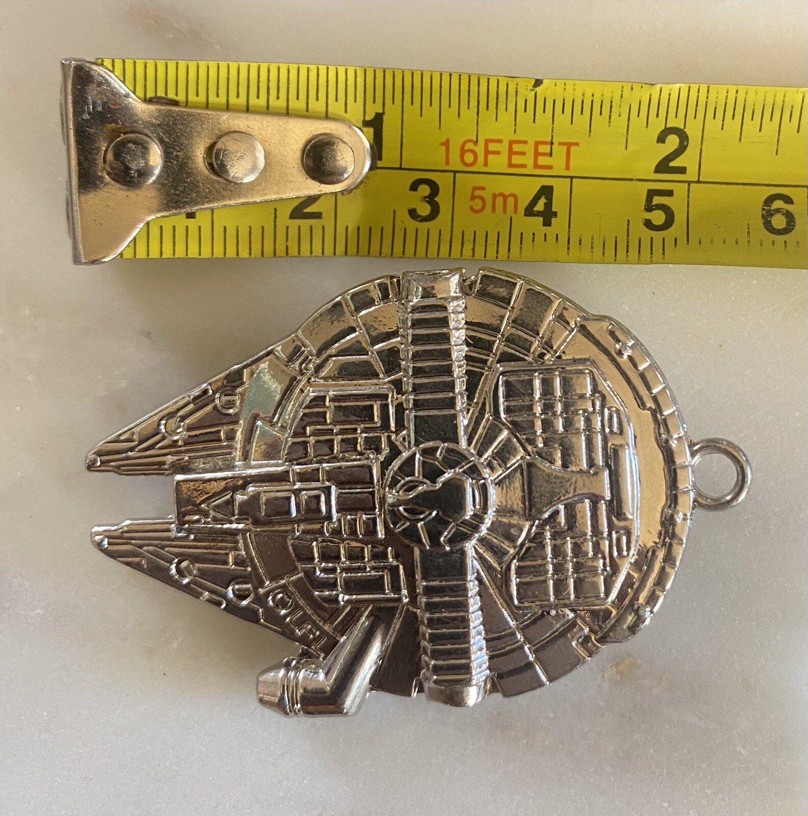 Adult Unisex Stainless Steel 2” Millenium Falcon Pendant Pre-Owned