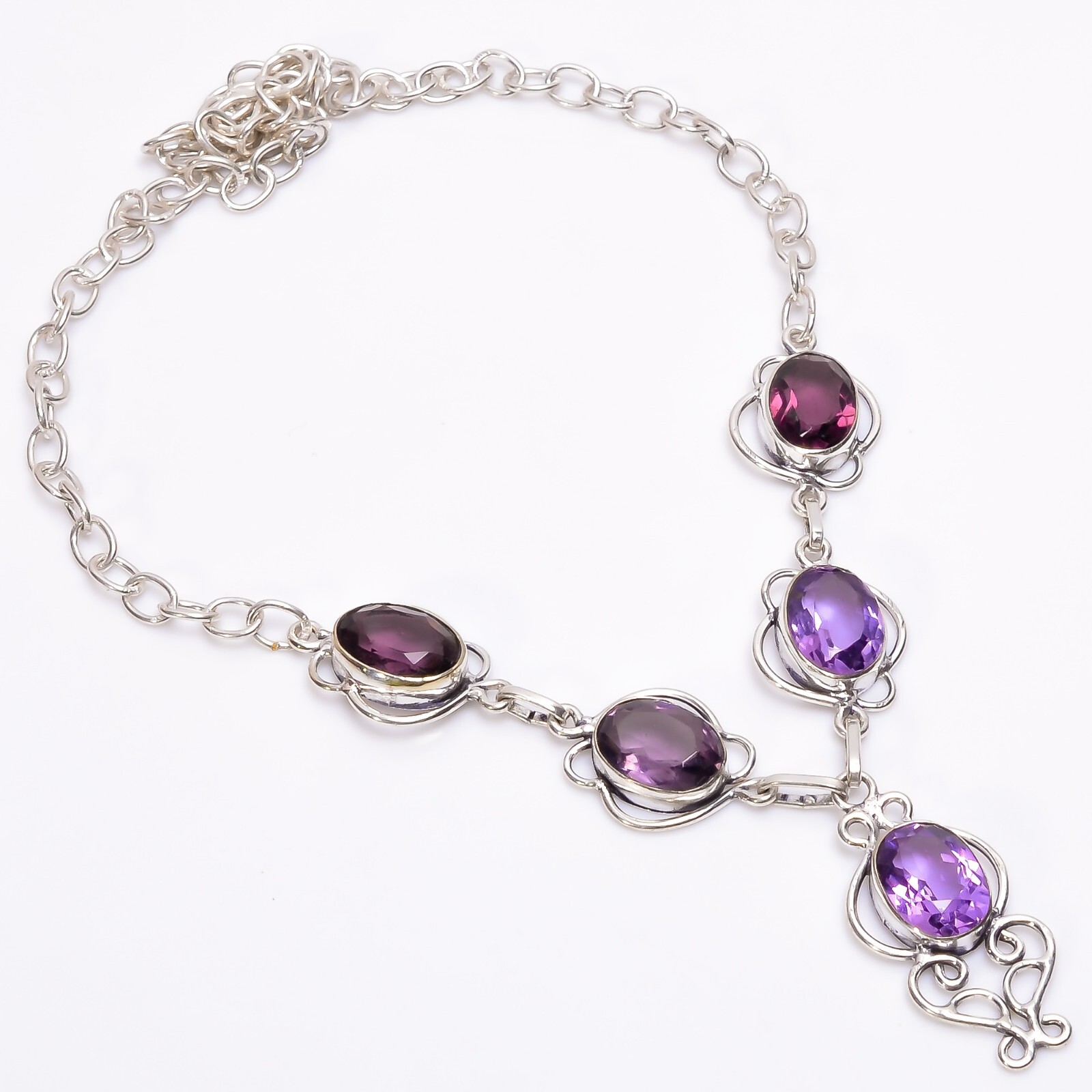 Vintage Handmade Oval Shape Gemstone Jewelry Necklace Size- 16″ to 18″