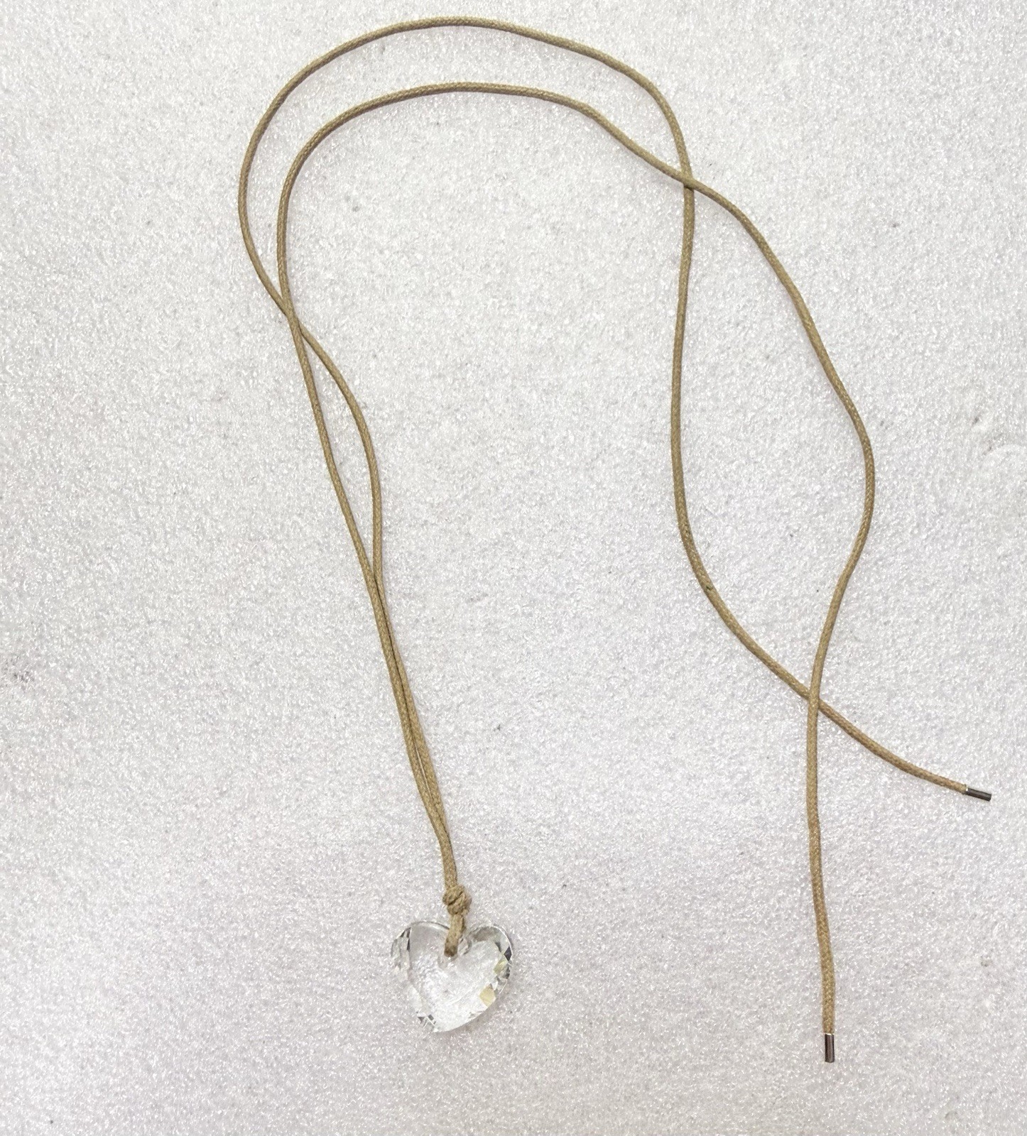 SWAROVSKI Colorless Crystal 3/4” Stylized Heart On Adjustable Cord 22” Necklace